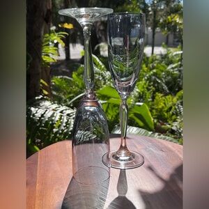 Set of 2 Pier1 Purple "P1C1 Smoke Bowl" Champagne Flutes